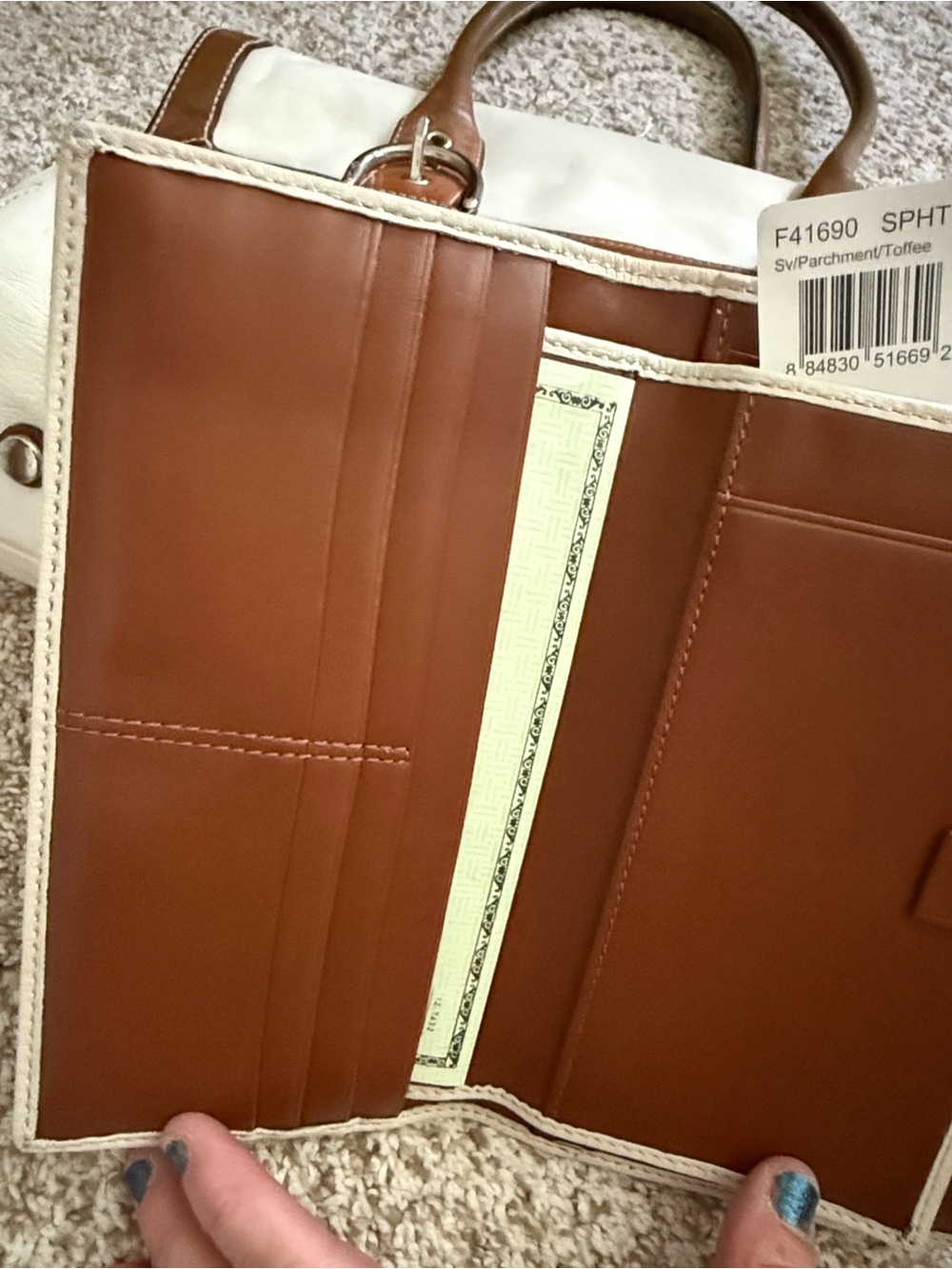 vintage Soho, Coach White and Brown Leather Tote Handbag with matching wallet - Picture 13 of 13
